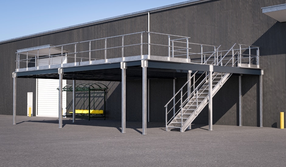 Mezzanine extérieure structure robuste et sur-mesure MERIAL